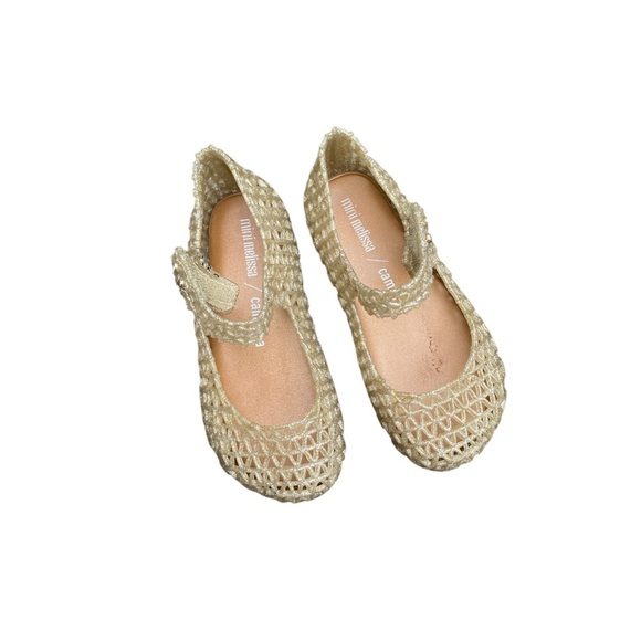 Mini Melissa Gold  Shoes for Sophisticated Style campana size 9 - Picture 2 of 6